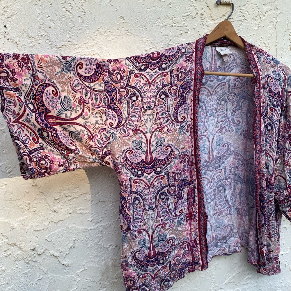 Knox Rose Pink and Purple Paisley Cardigan